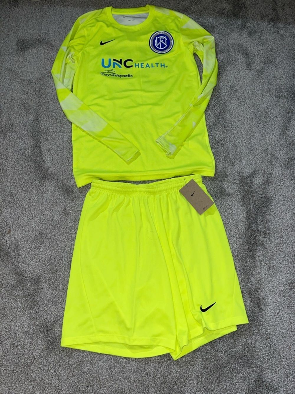 2 Nike New Wake Fc Raleigh NC Goalie Soccer Jersey S & Matching Shorts M B